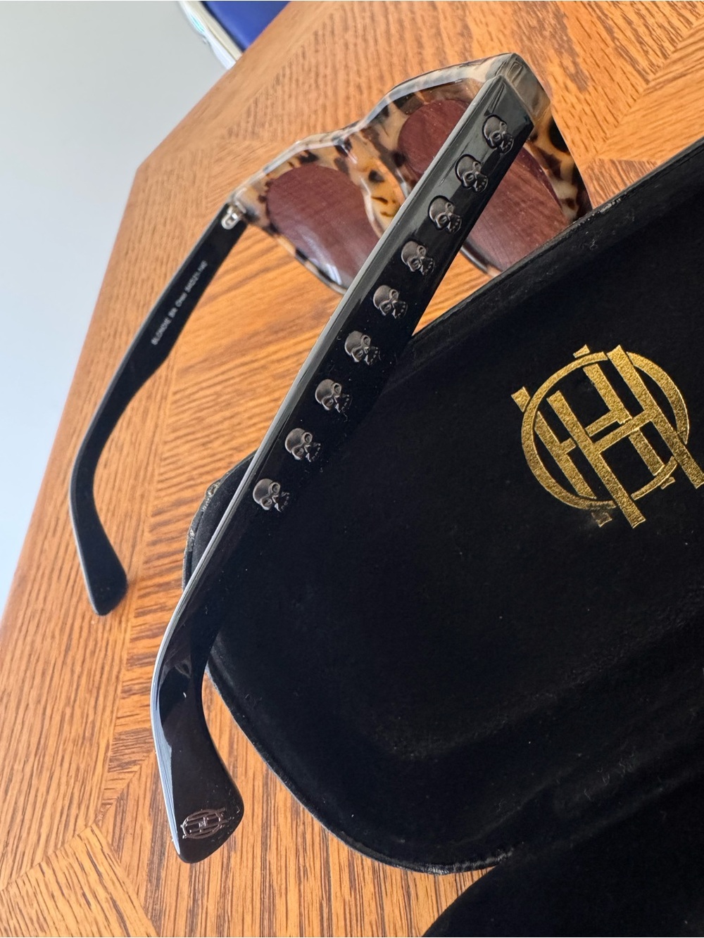 House of Harlow Tortoise Vintage Sunglasses with Skull Accent